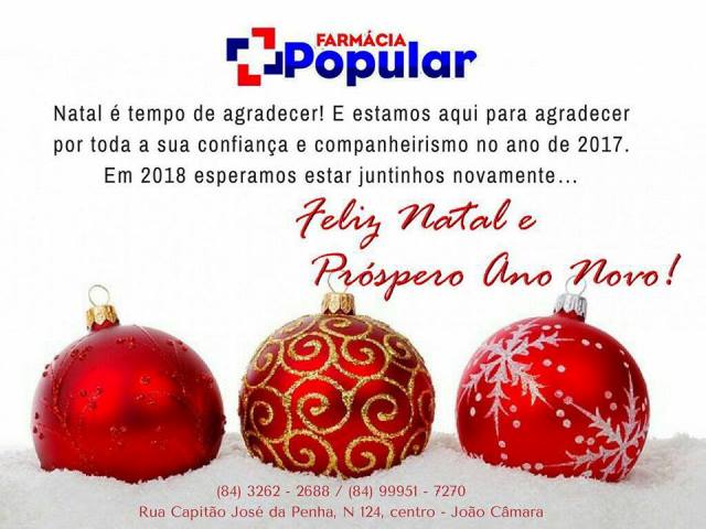 Mensagem de Natal e Ano Novo da Farmácia Popular a todos os seus clientes e  amigos - Blog do Montoril