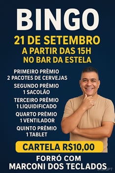 BINGO - 21 DE SETEMBRO - BAR DA ESTELA